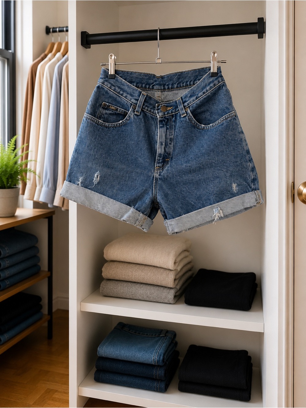 Vintage Lee Classic Blue Denim Roll-Cuff Women's Shorts